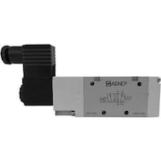 ALPHA TECHNOLOGIES Aignep USA 5/2 Single Solenoid Valve, Ext Pilot Spring Return G 1/8, 220V AC/5VA Coil, Black Conn. 01VA0500020601